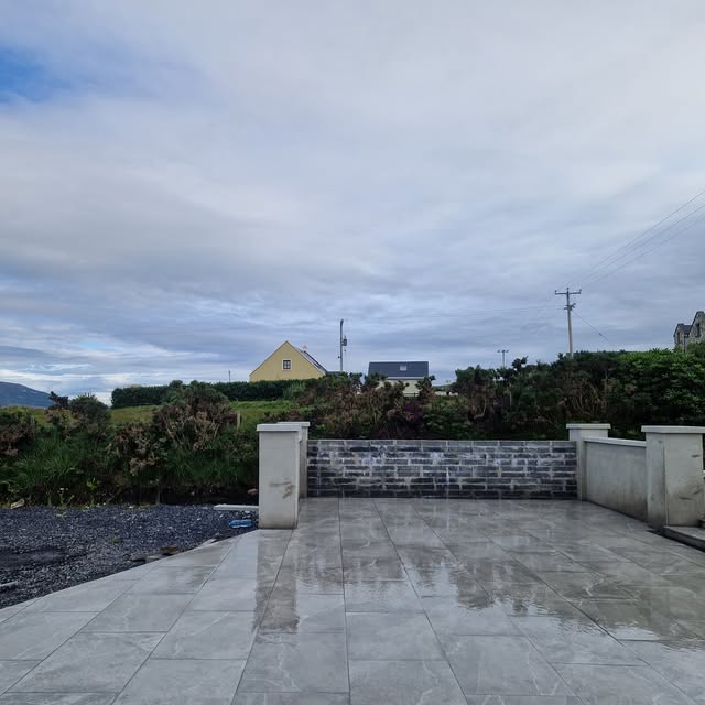 Finished patio and paved area