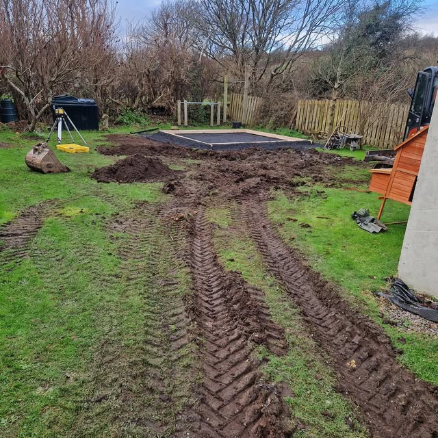 Compacted stone base prepared for finishing